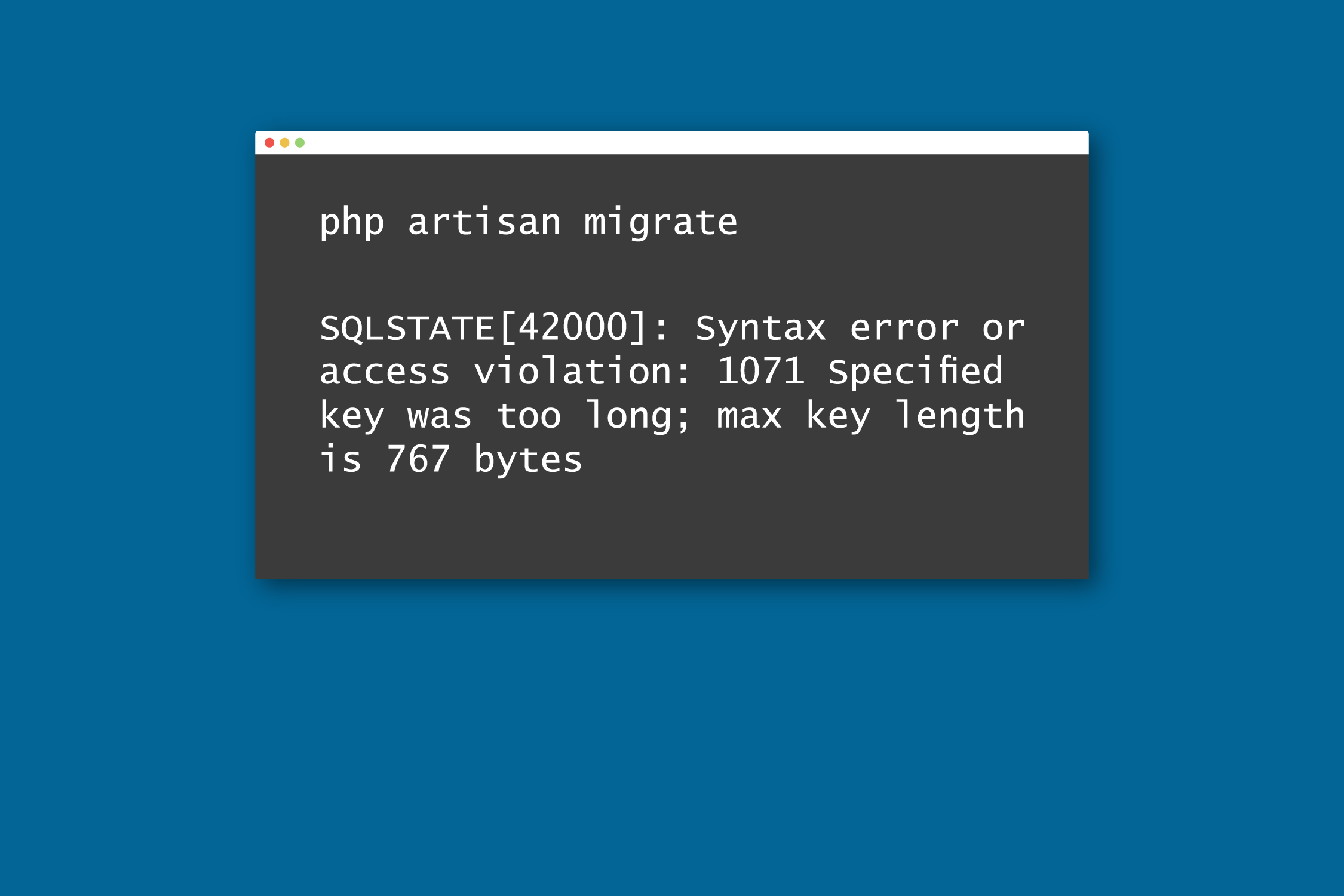 Laravel 5.4 specified key was too long error