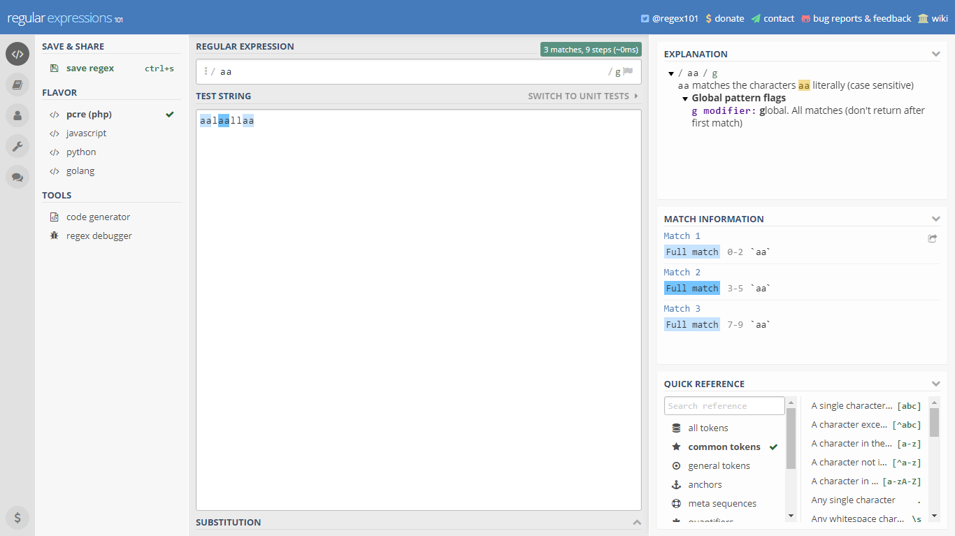 global mode in regex