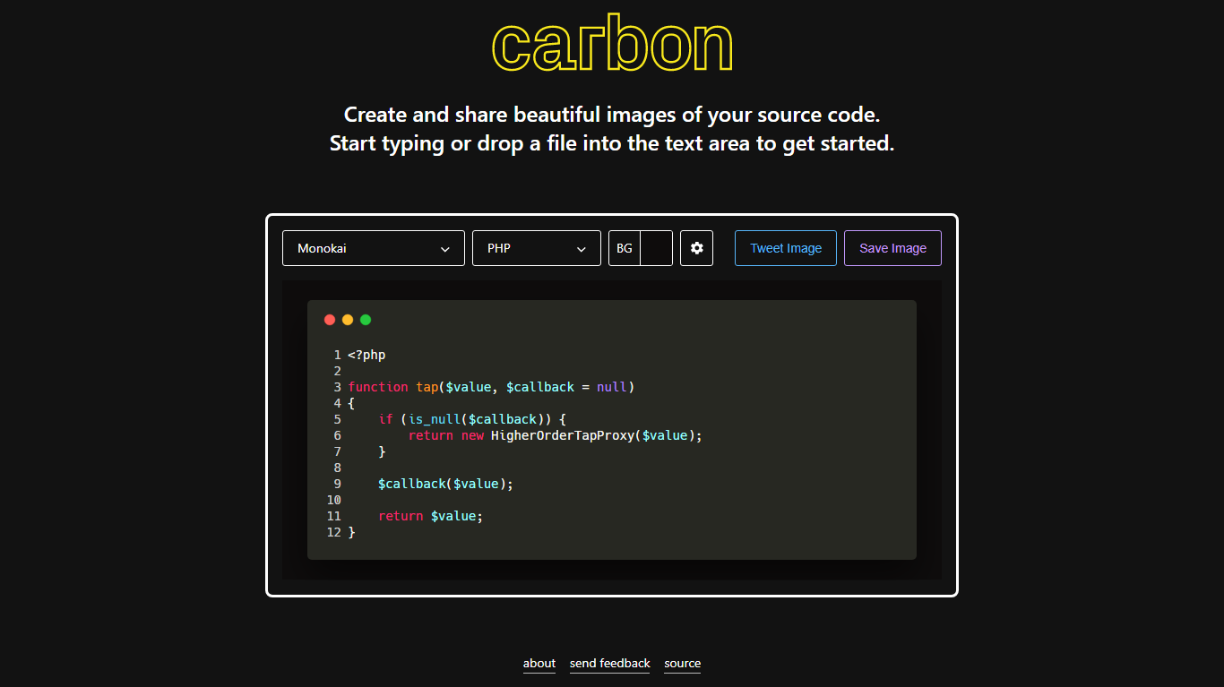 carbon code screenshot