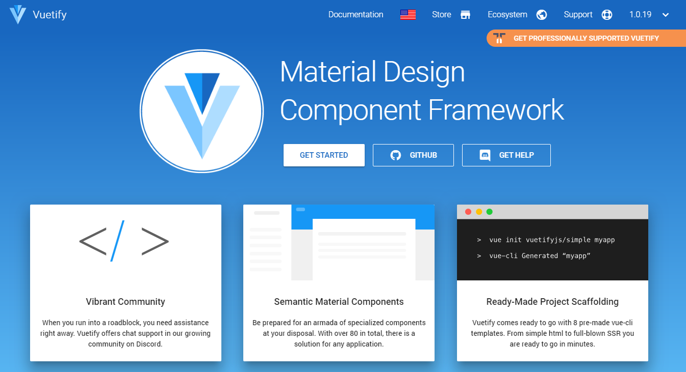 Vuetify Material Design Framework