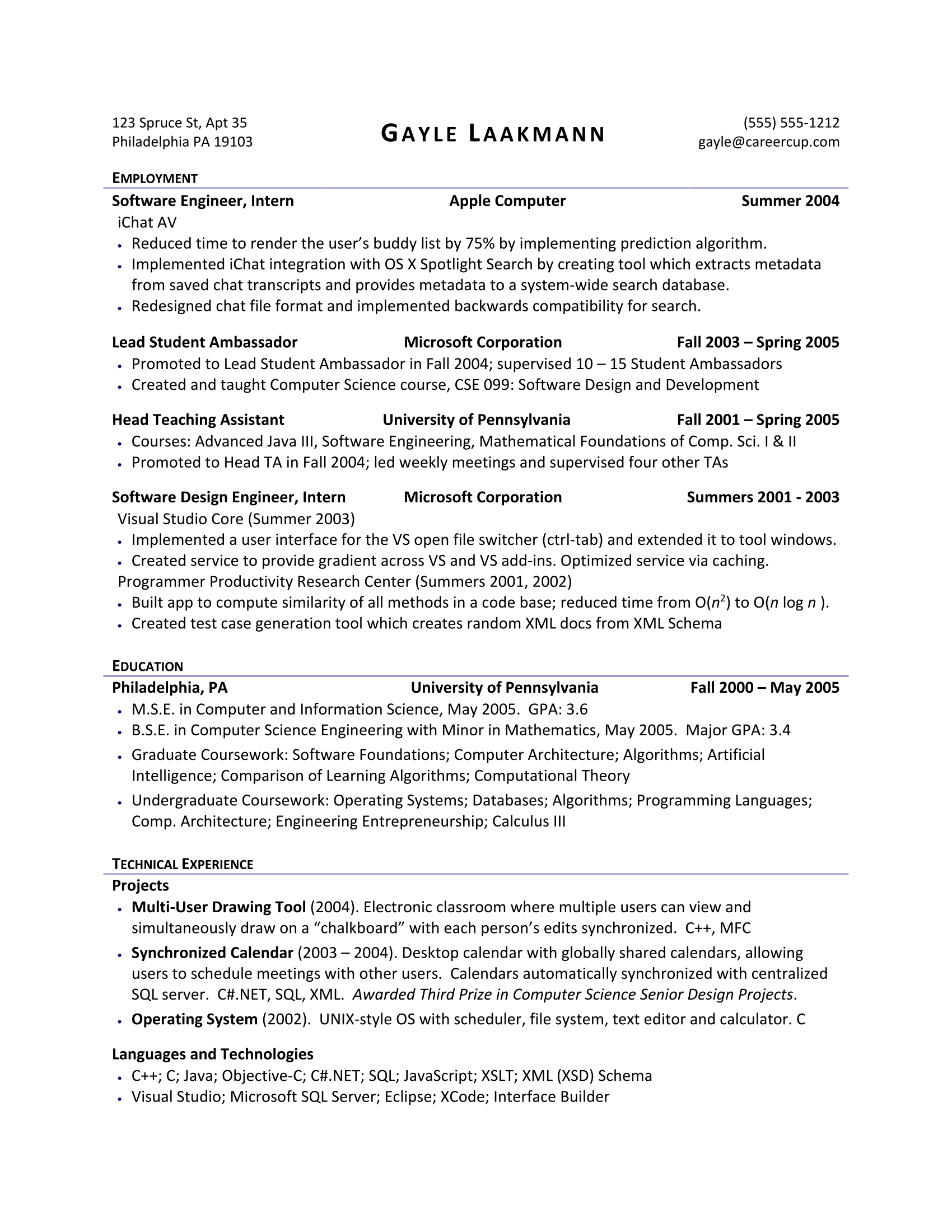 resume template career cup