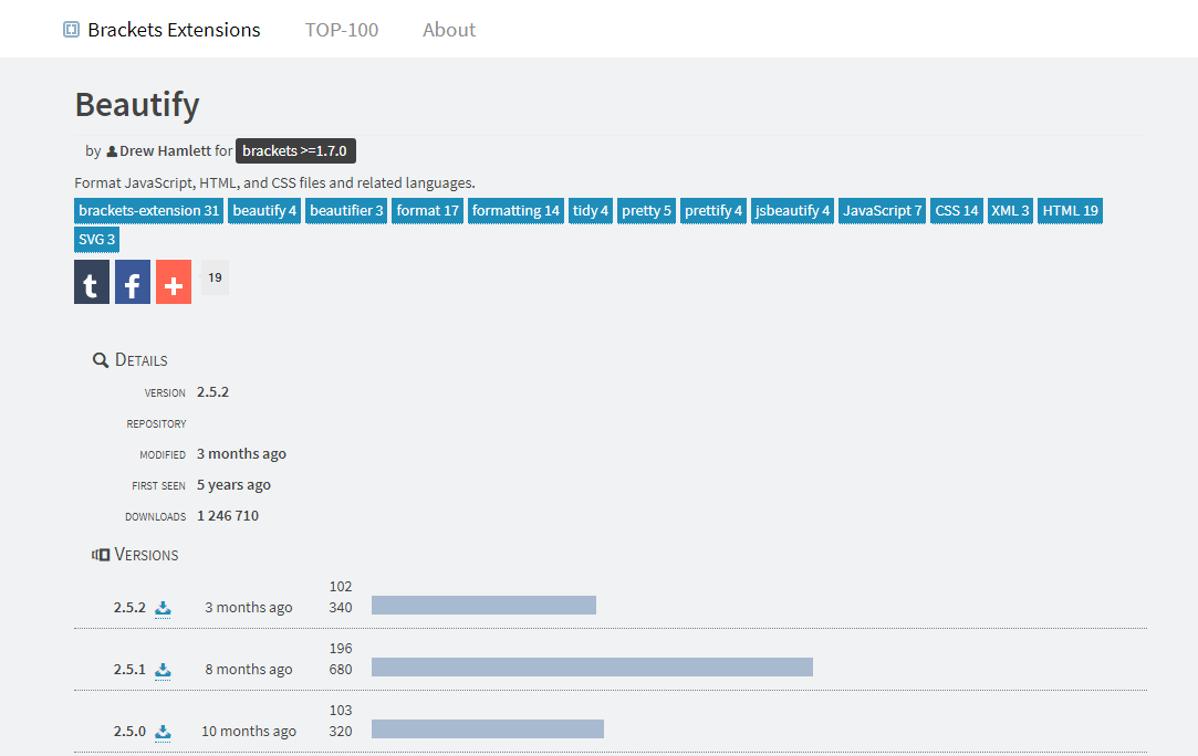 Brackets Beautify Extension