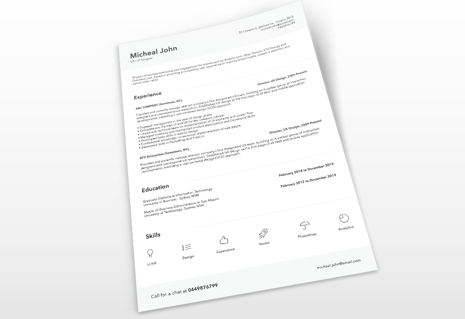 Free Clean Resume Template PSD