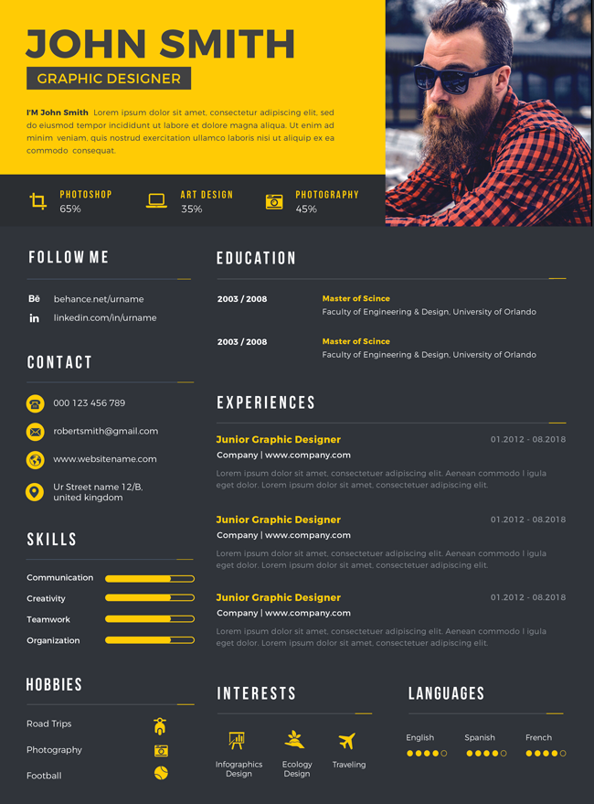 download free resume templates in psd