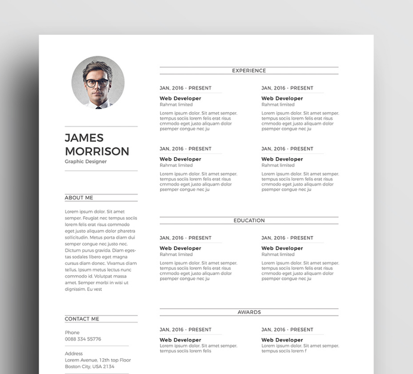 Free Minimal Resume Template