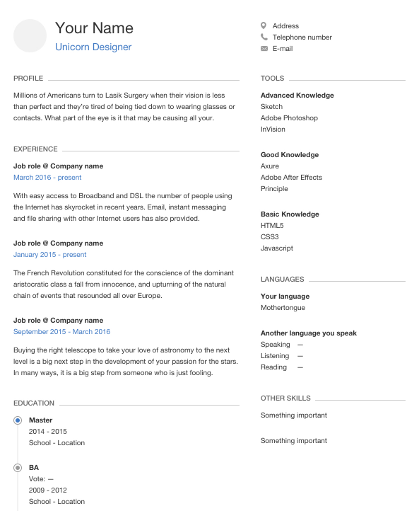Awesome free resume for designers