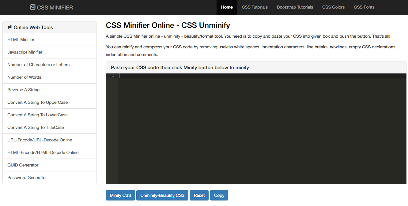 CSS Minifiers Online - CSS Unminify